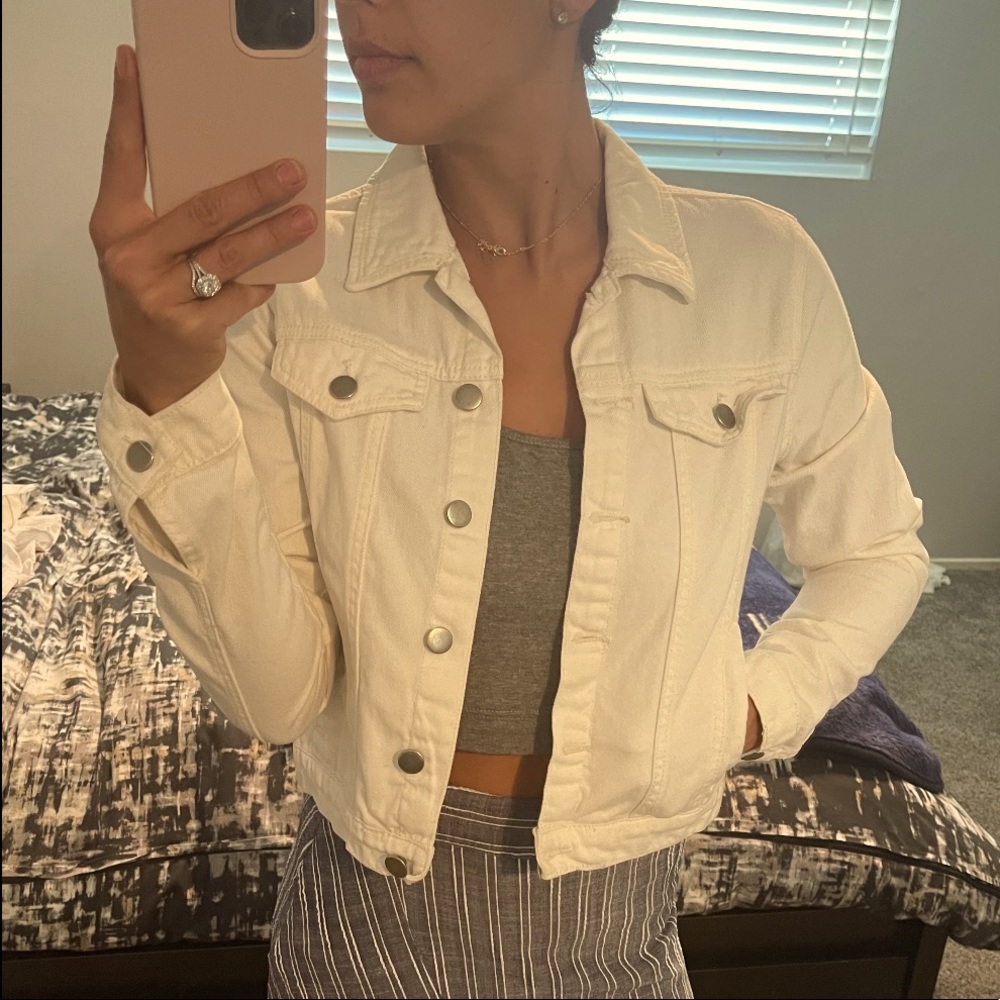 Forever21 White Denim Jacket